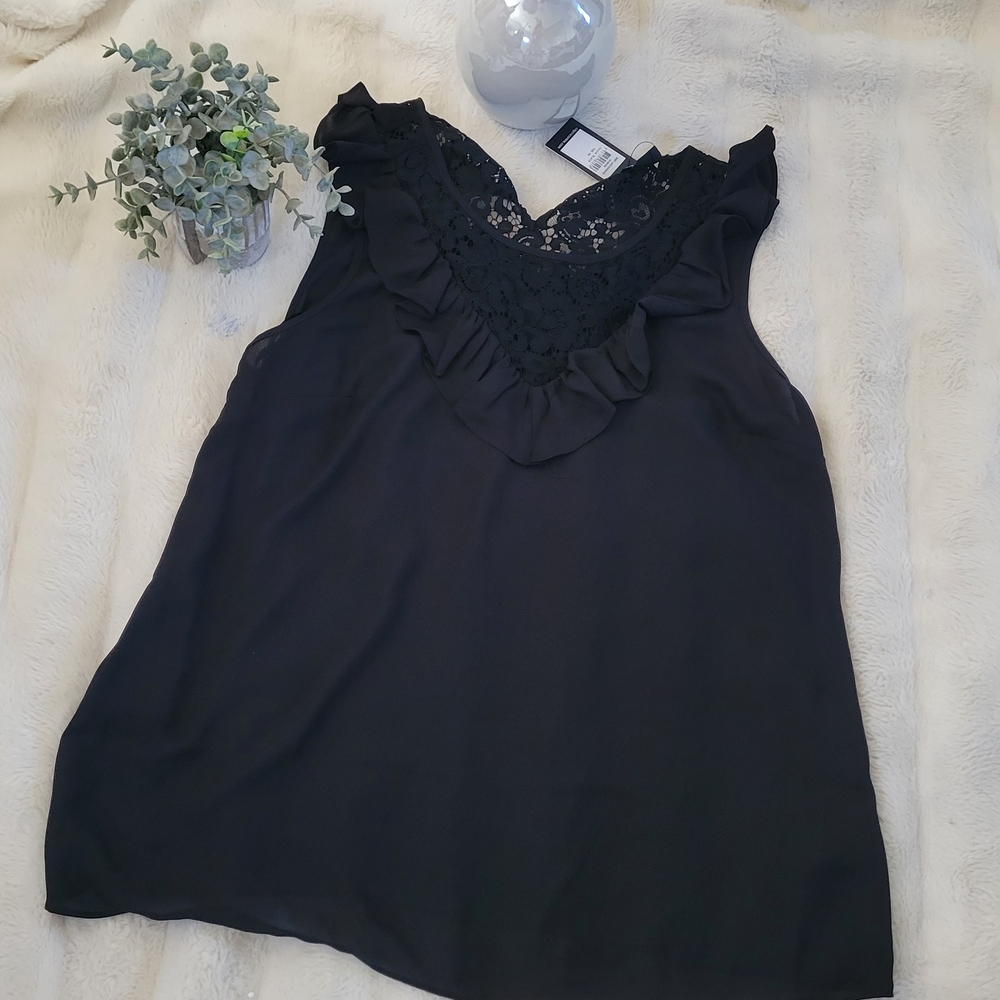 NWT City CHIC Elegant Black Romance Lace Plus Size Women's Top SZ XS/14